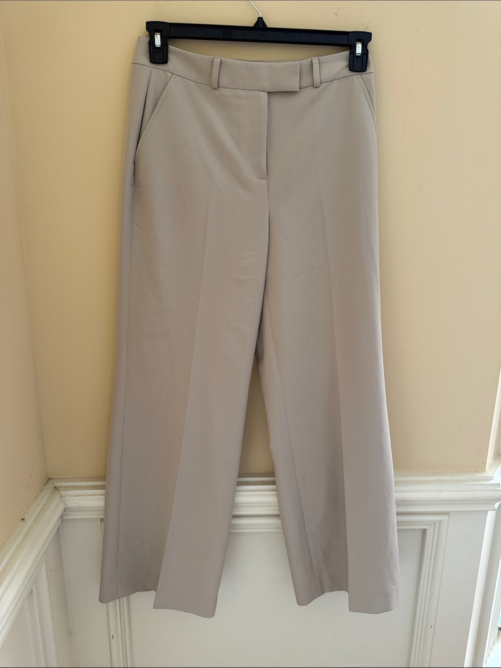 White House Black Market Beige Wide Leg Dress Pants Trousers 8P Petite Tan